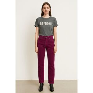 REDONE Burgundy Red USA High Rise Stovepipe Corduroy Pants   Women's Size 24